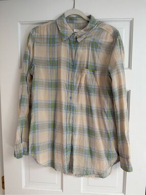 Equipment Plaid Shirt in Beige, Blue and Yellow
